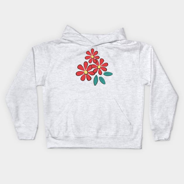 Red Daisy Kids Hoodie by SWON Design